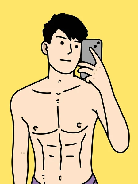 黄色の背景のかわいい男漫画 — ストック写真