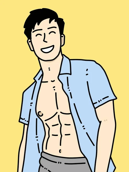 黄色の背景のかわいい男漫画 — ストック写真