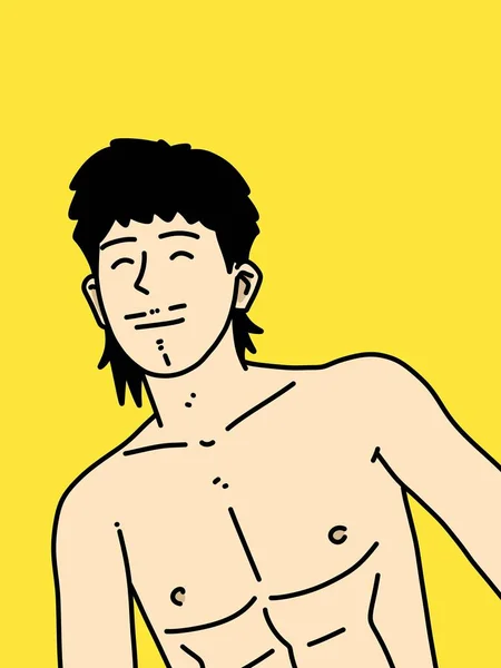 Homem Bonito Desenhos Animados Fundo Amarelo — Fotografia de Stock