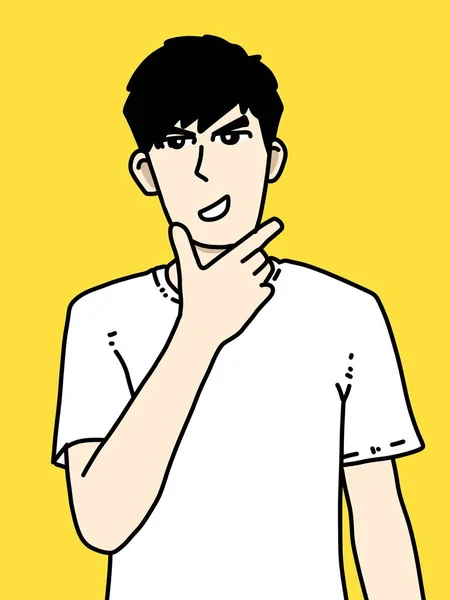 cute man cartoon on yellow background