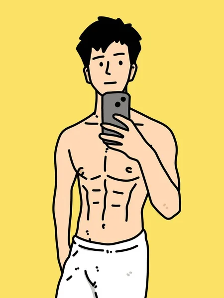 黄色の背景のかわいい男漫画 — ストック写真