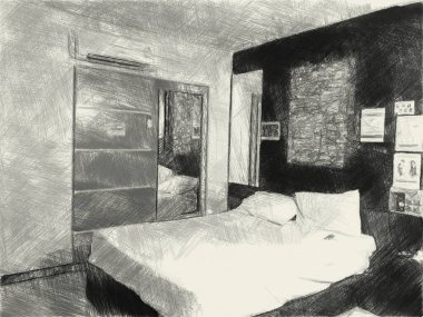 yatak odasının siyah ve beyaz