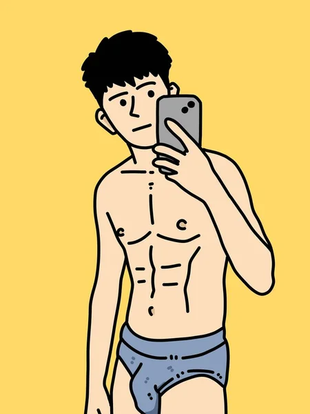 Mignon Homme Dessin Animé Sur Fond Jaune — Photo