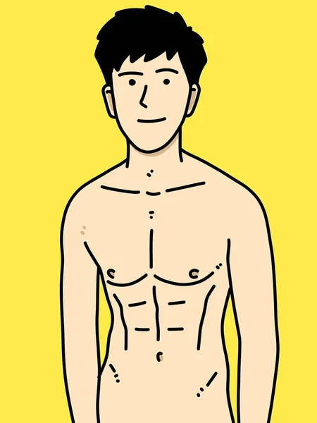 黄色の背景のかわいい男漫画 — ストック写真