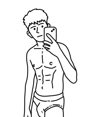 Siyah ve beyaz renkli yakışıklı adam çizgi filmi.