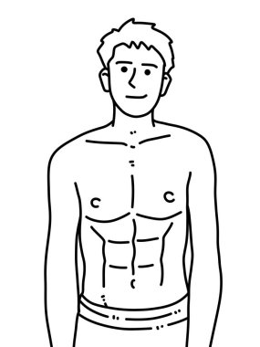 Siyah ve beyaz renkli yakışıklı adam çizgi filmi.