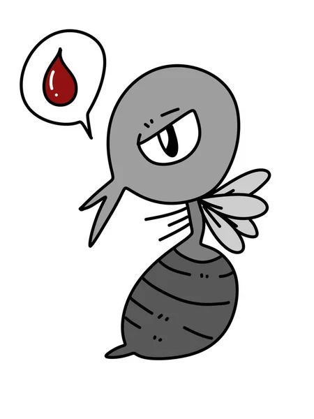 Cute Mosquito Cartoon White Background — Stock Photo, Image