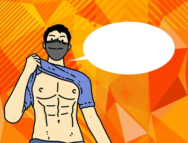 cute man cartoon on orange background