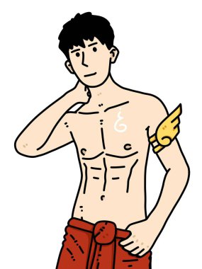 Beyaz arka planda sevimli bir adam çizgi filmi