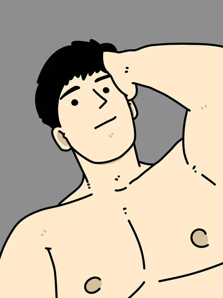Cute Man Cartoon Gray Background — Stock Photo, Image