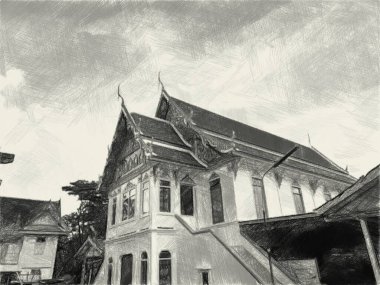 black and white of tmeple background