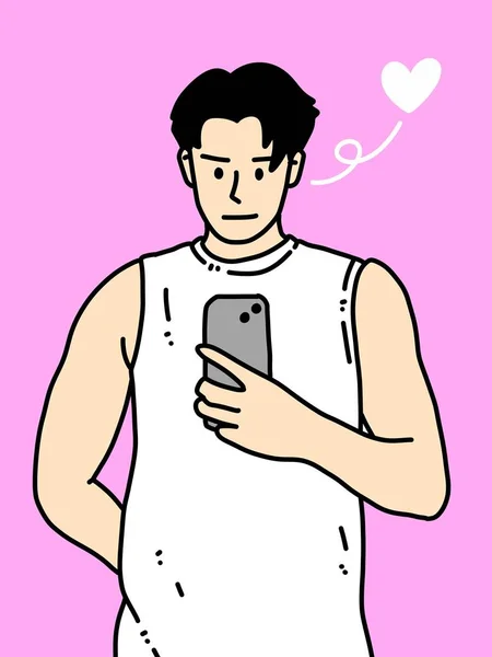 cute man cartoon on pink background