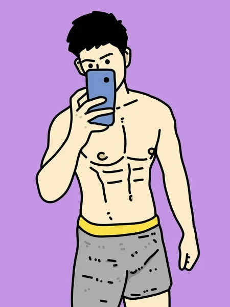 Bonito Homem Cartoon Roxo Fundo — Fotografia de Stock