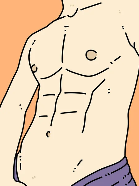 Body Man Cartoon Orange Background — Stock Photo, Image