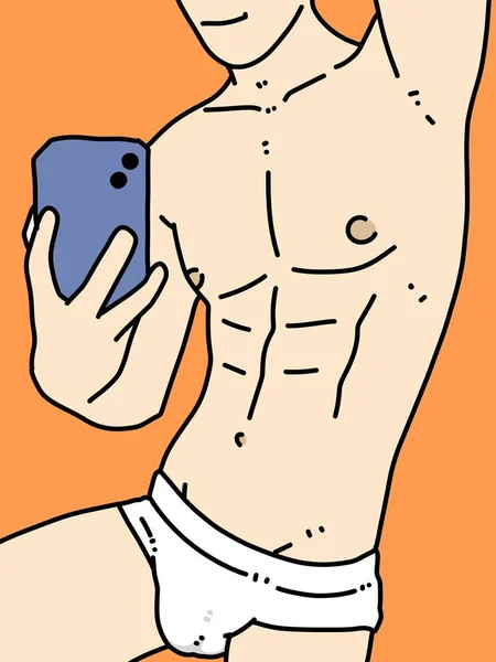 body man cartoon on orange background