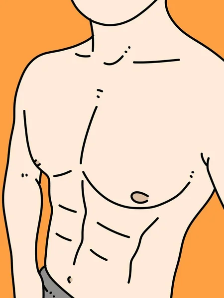 Corpo Uomo Cartone Animato Sfondo Arancione — Foto Stock