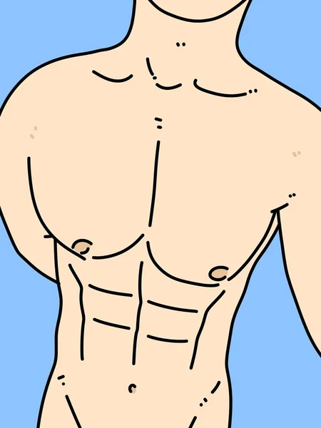 Body Man Cartoon Blue Background — 스톡 사진