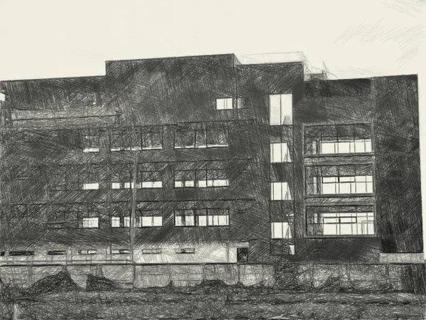 Black White Building Background — Stock Photo, Image