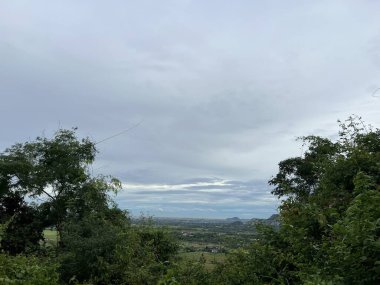 Ağacı ve dağı olan güzel bir manzara.