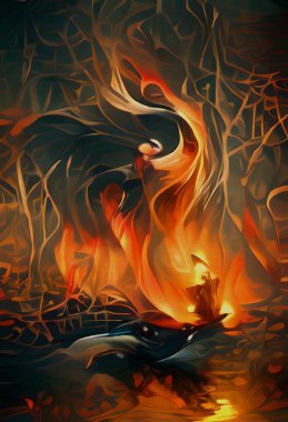 alevler siyah arkaplanda