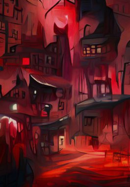 abstract background with red town background