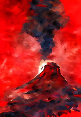 art color of volcano background