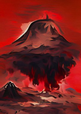 art color of volcano background