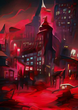 abstract background with a red town