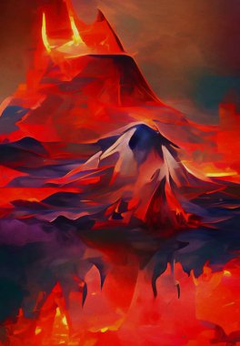 art color of volcano background