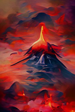 art color of volcano background