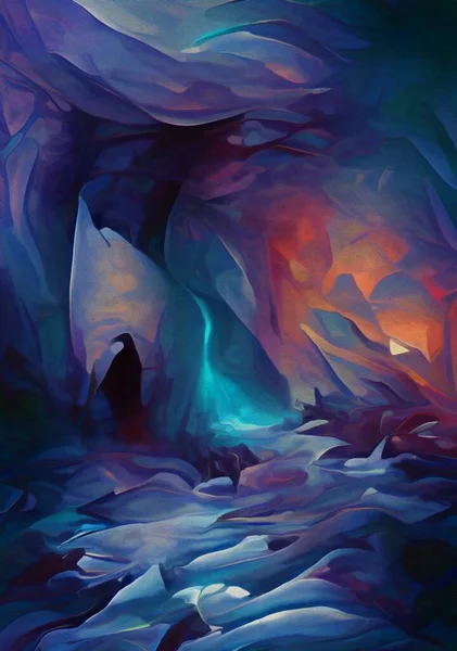 Art Color Ice Cave Background — Fotografia de Stock