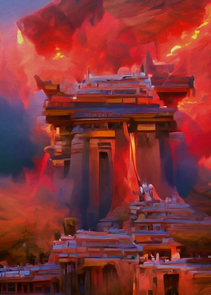 Art Color Temple Fire Background — Zdjęcie stockowe