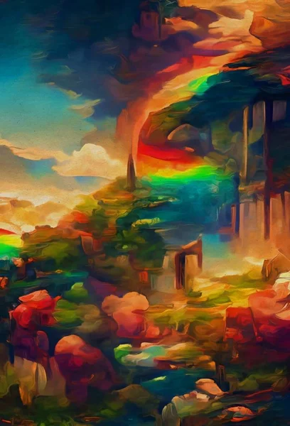 surreal digital painting. colorful illustration in nature