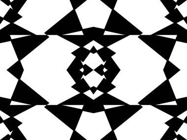 Siyah ve beyaz şekilli soyut geometrik desen.