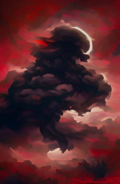 art color of red cloud background