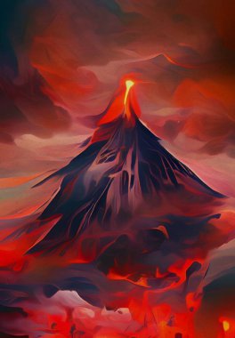 art color of volcano background