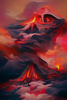 art color of volcano background