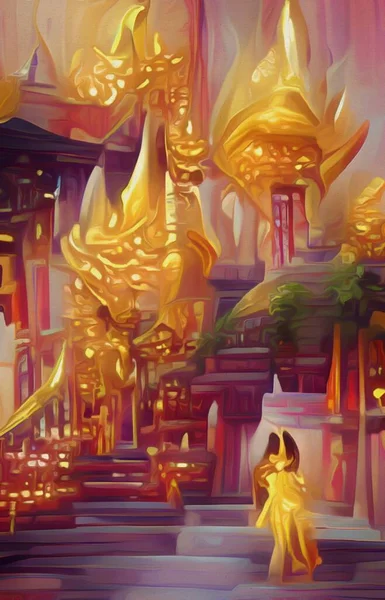 Art Color Beautiful Golden Temple Background —  Fotos de Stock