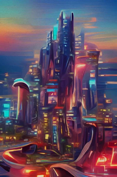 Абстрактный Фон Красочными Огнями Города — стоковое фото