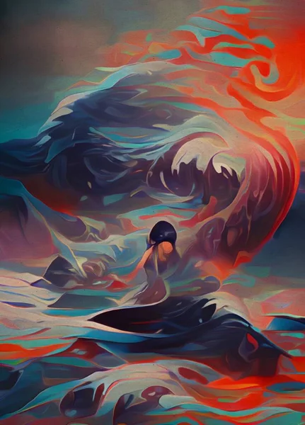 Art Color Tsunami Waves Background — ストック写真