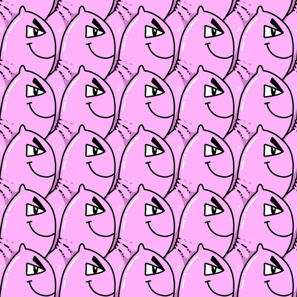 Seamless Pattern Cute Cartoon Cat — Stock Photo, Image