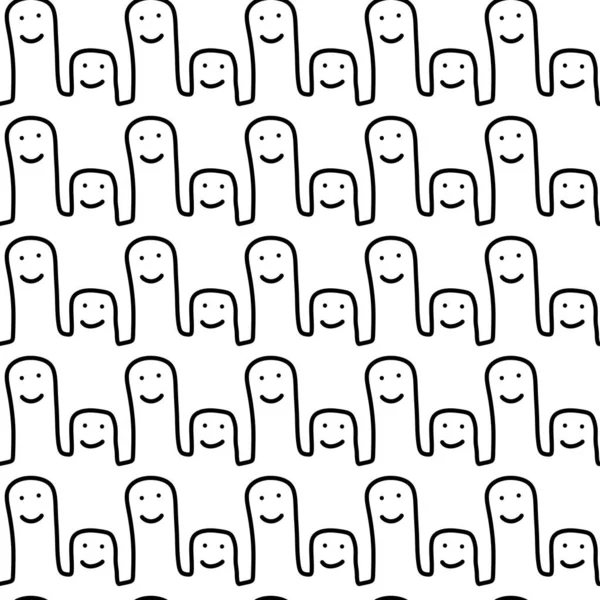Vector Seamless Pattern Hand Drawn Doodle Cartoon Faces — 图库照片