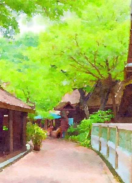 Art Color Walkway Village — Zdjęcie stockowe