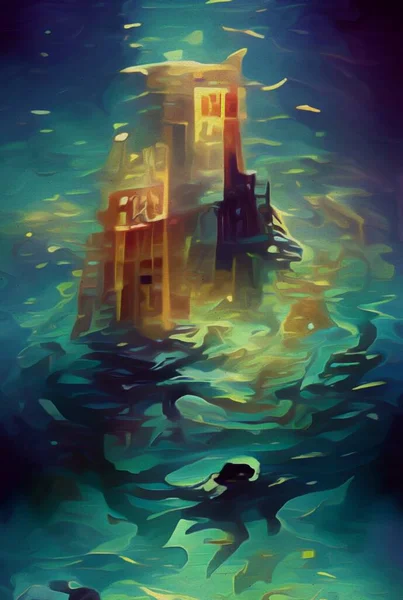 Художній Колір Вежі Під Водою — стокове фото