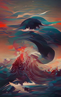 art color of tsunami waves background