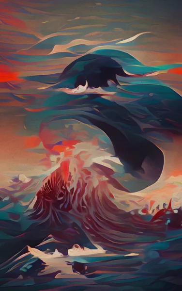 Art Color Tsunami Waves Background — ストック写真