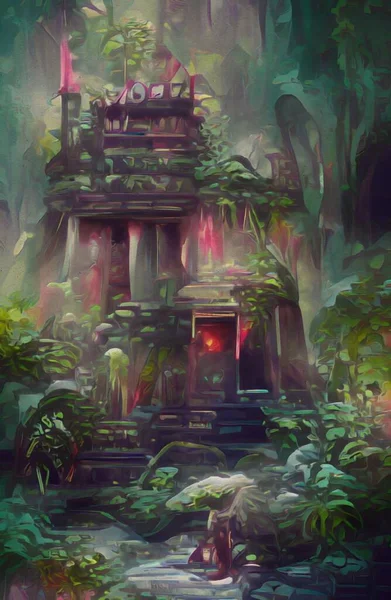 Art Color Old Temple Forest — Stock Fotó