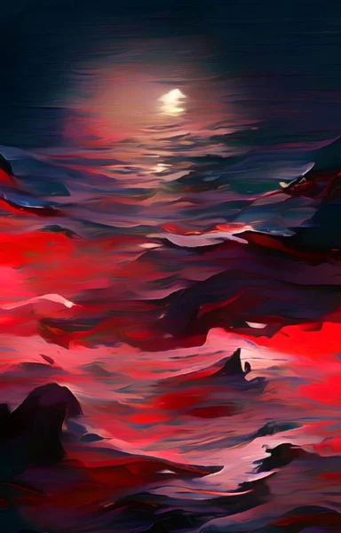 Art Color Red Sea Sky Background — Zdjęcie stockowe
