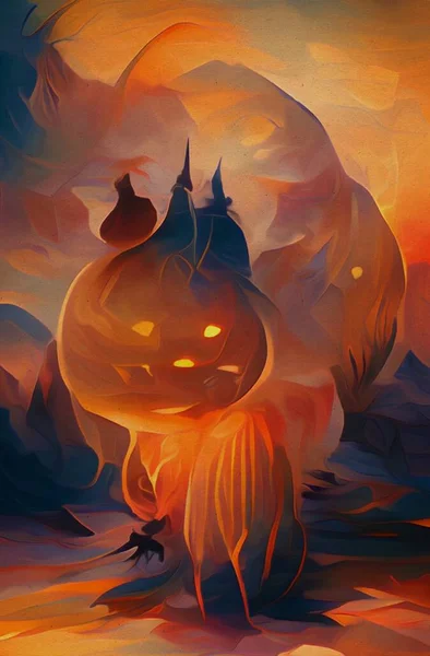 Art Color Ghost Pumpkin Halloween Town — Fotografia de Stock