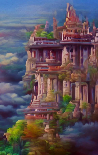 Art Color Temple Mountain Background — 스톡 사진